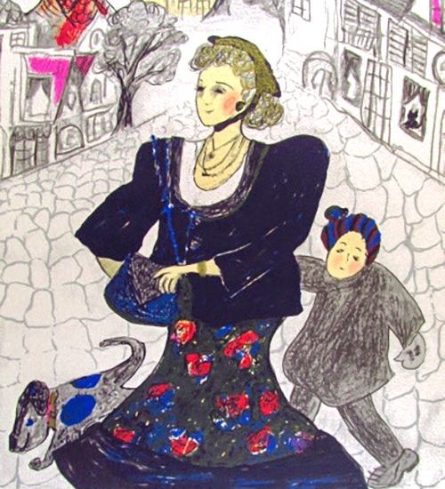 フジコ・ヘミングの絵画作品　タイトルは、カーリンの散歩